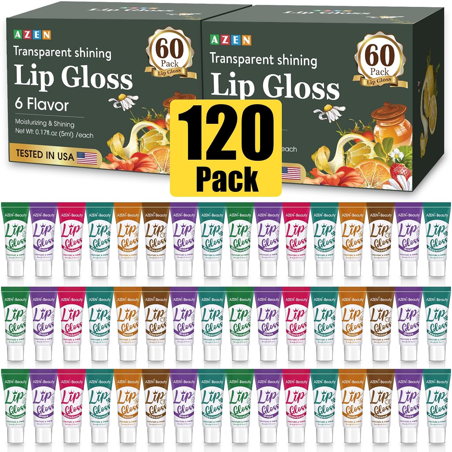 120 Pack Lip Gloss Set for Moisturizing and Hydrating Lips