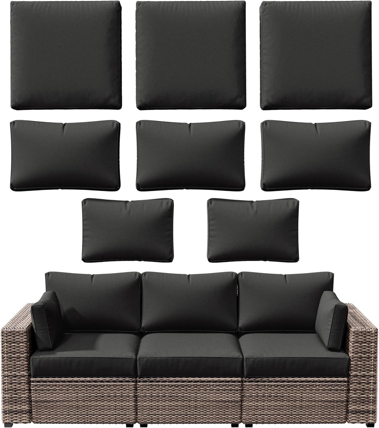 8p Outdoor Cushion Slipcovers for Rattan Sofa - Waterproof Covers
