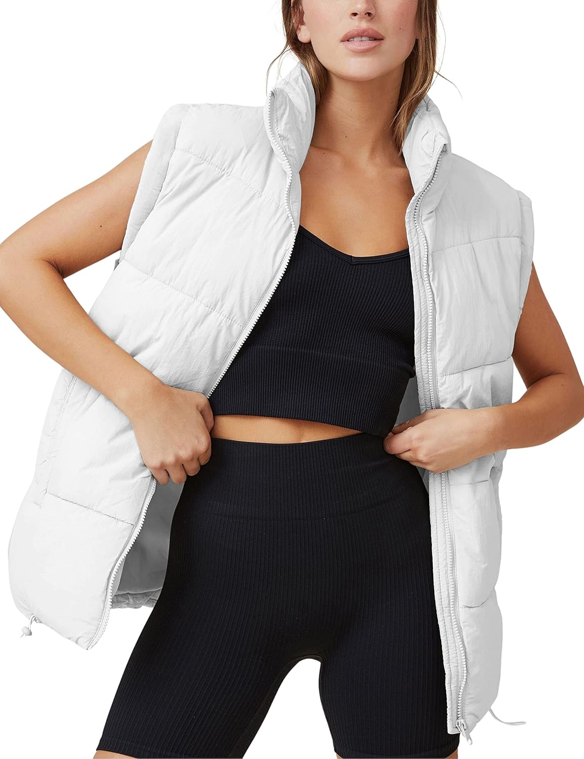 Athlisan Womens Zip Up Puffer Vest for Stylish Winter Wear