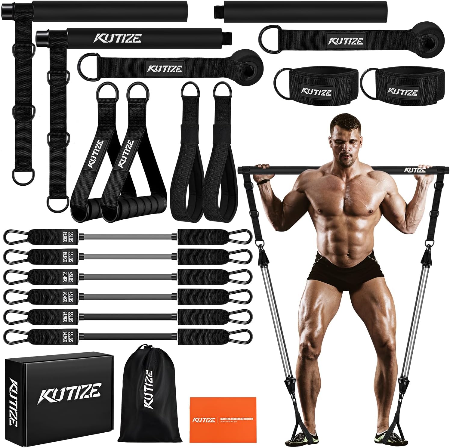 Pilates Bar Kit with Resistance Bands for Full Body Workouts
