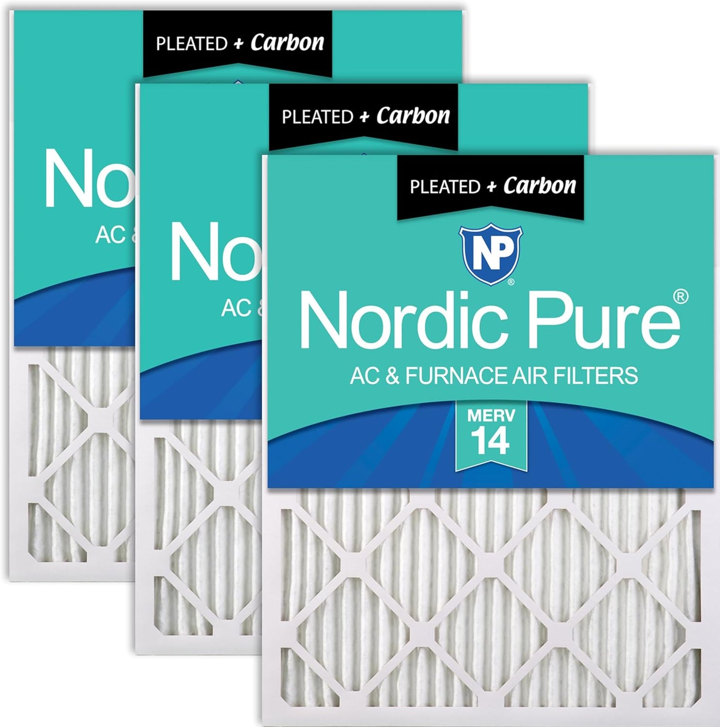 Nordic Pure Pleated Air Filters MERV 14 with Carbon 3 Pack