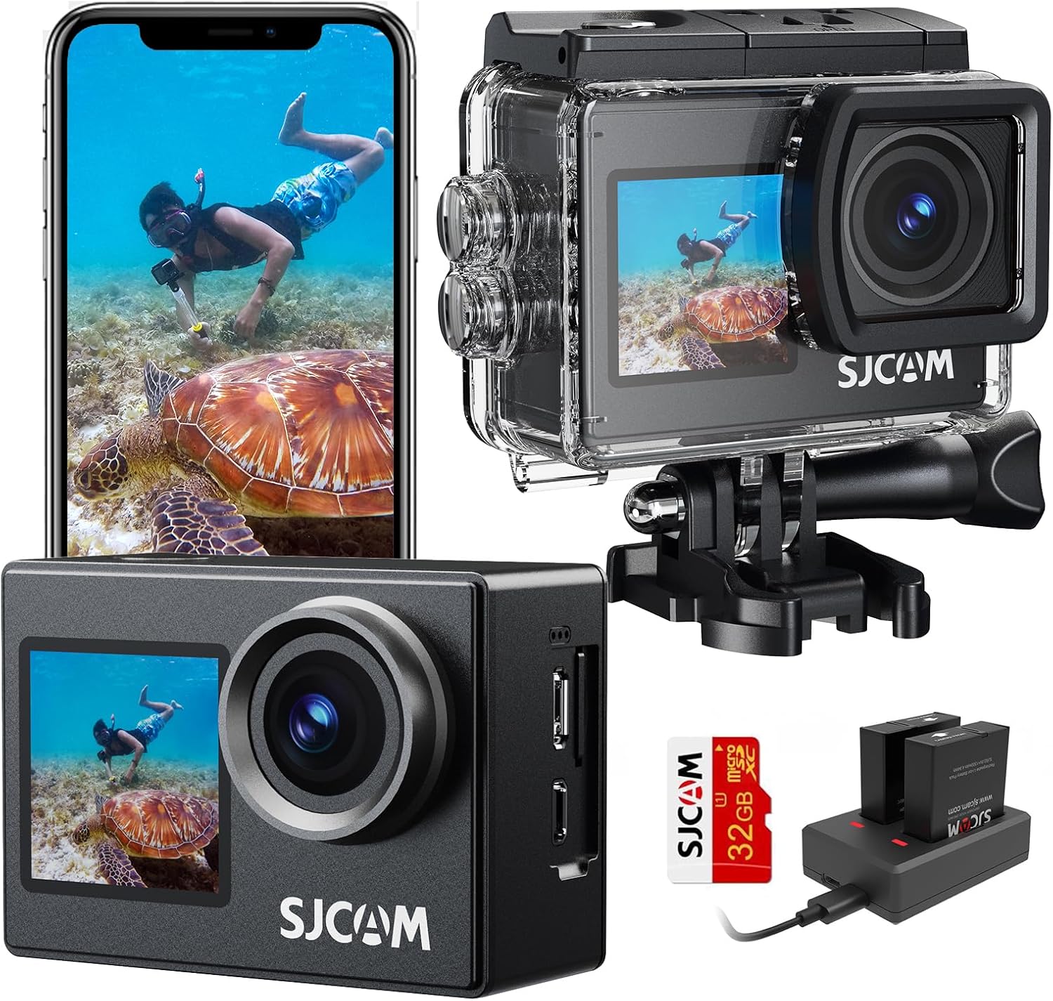 4K Underwater Action Camera - Dual Screen, Stabilization