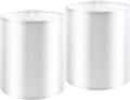 Silver White Tall Linen Drum Lamp Shades Set of 2 - Medium 9.8in x