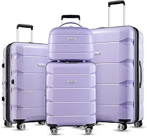 LUGGEX Purple Luggage Sets 4 Piece - Stylish and Durable Travel