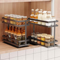 Pull Out Spice Rack Organizer 2 Tier - Slide Out Cabinet Shelf