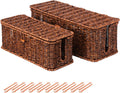 BROWNLILY Rattan Wire Storage Box for Desk Cord Management