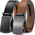 Leather Ratchet Belt for Men 2 Pack - Customizable Fit, 35mm