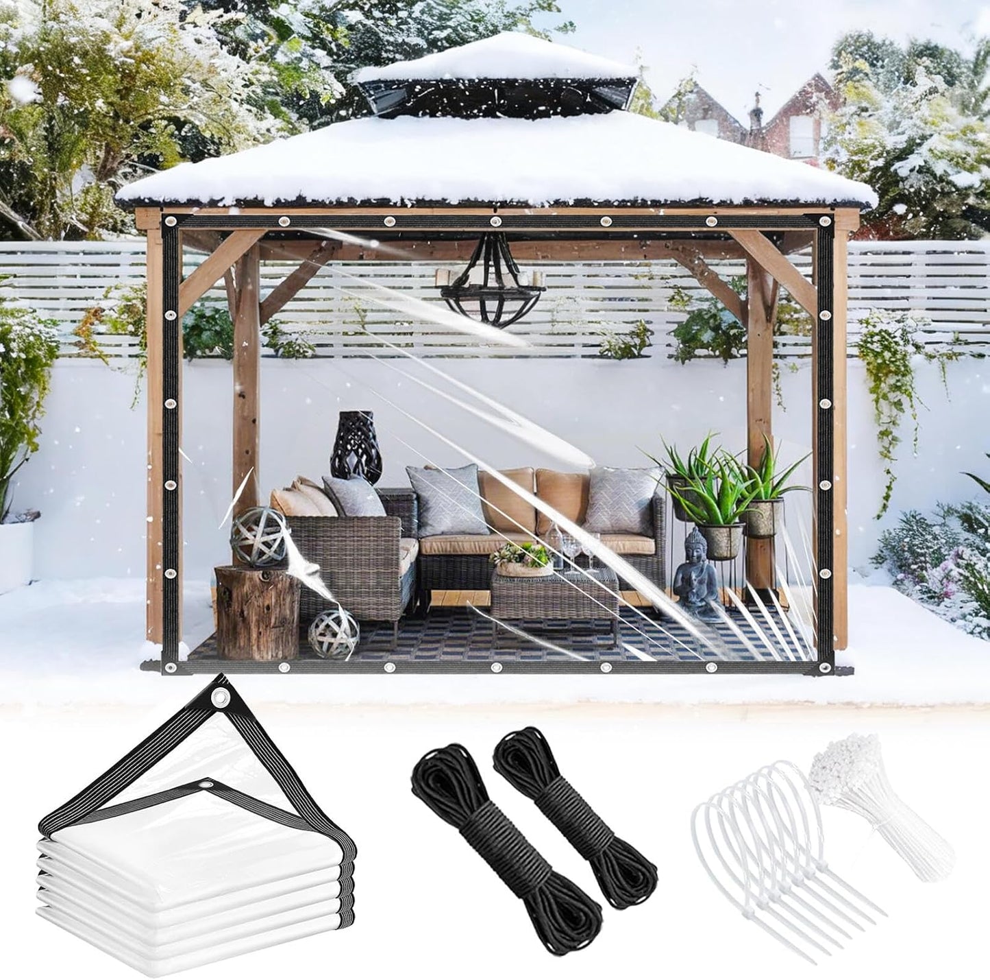 Heavy Duty Clear Tarp 8x10ft Waterproof PVC for Outdoor Use
