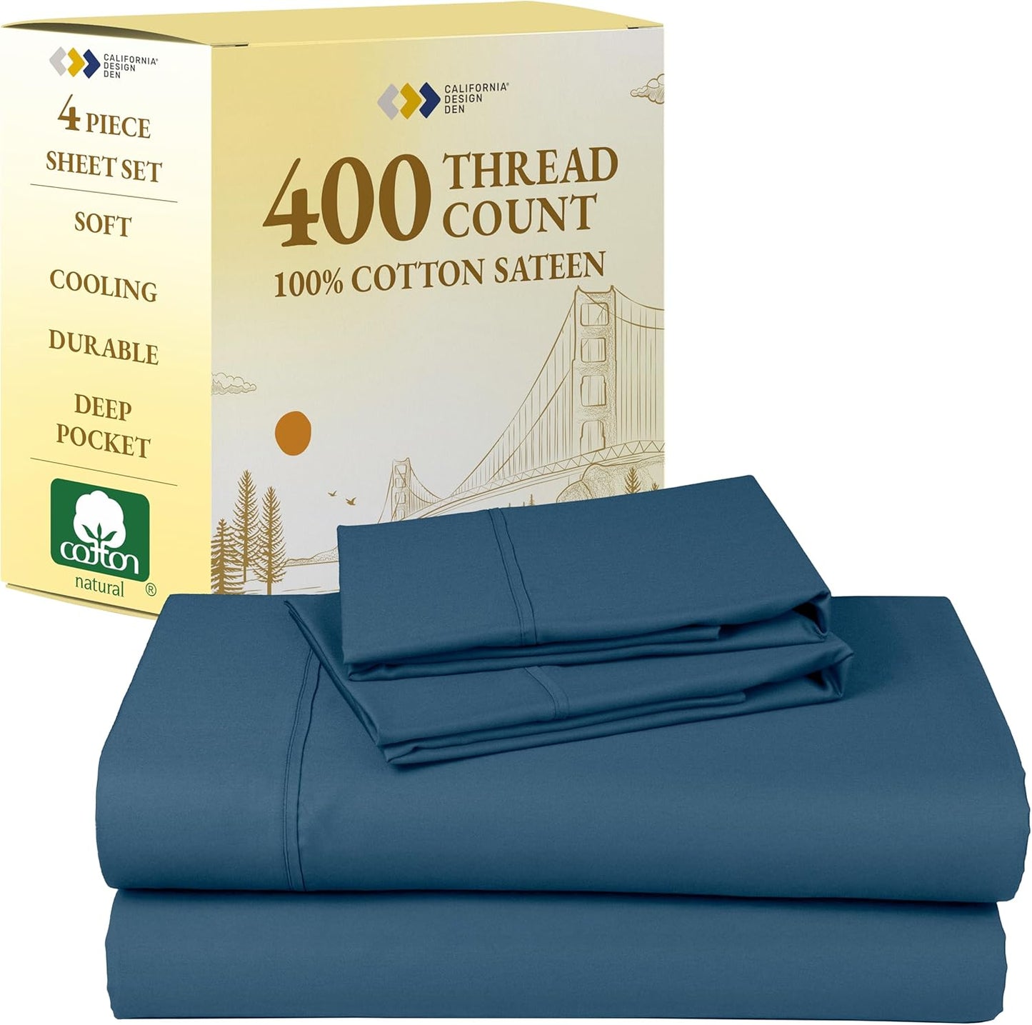 California Design Den Full Size Bed Sheets Set - Soft 400 Thread Count