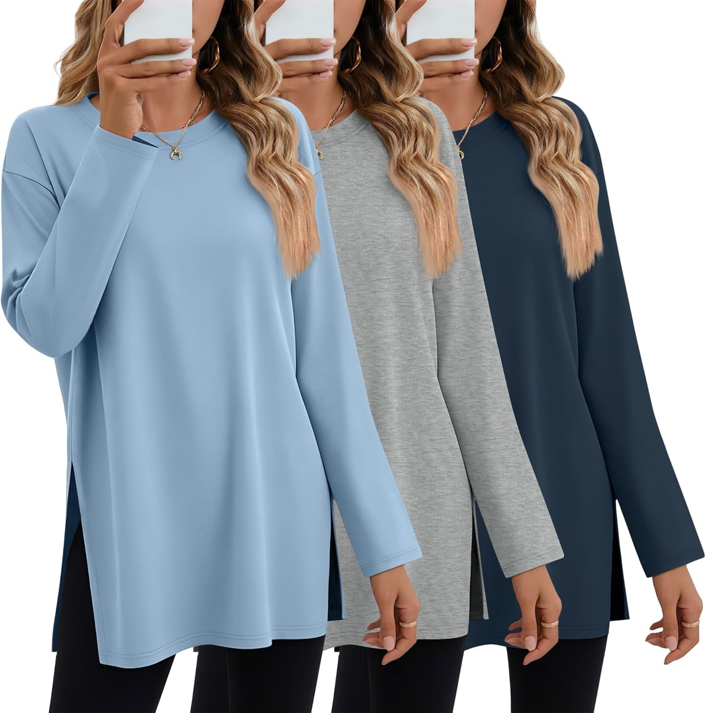 Oversized Long Sleeve Shirts for Women - Comfortable Cotton Tops