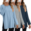 Huukeay Oversized Long Sleeve Shirts for Women - 3 Pack Cotton