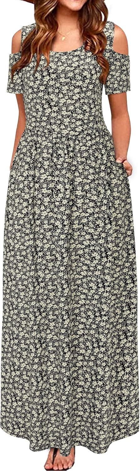 STYLEWORD Women's 2025 Summer Maxi Long Dress with Pockets