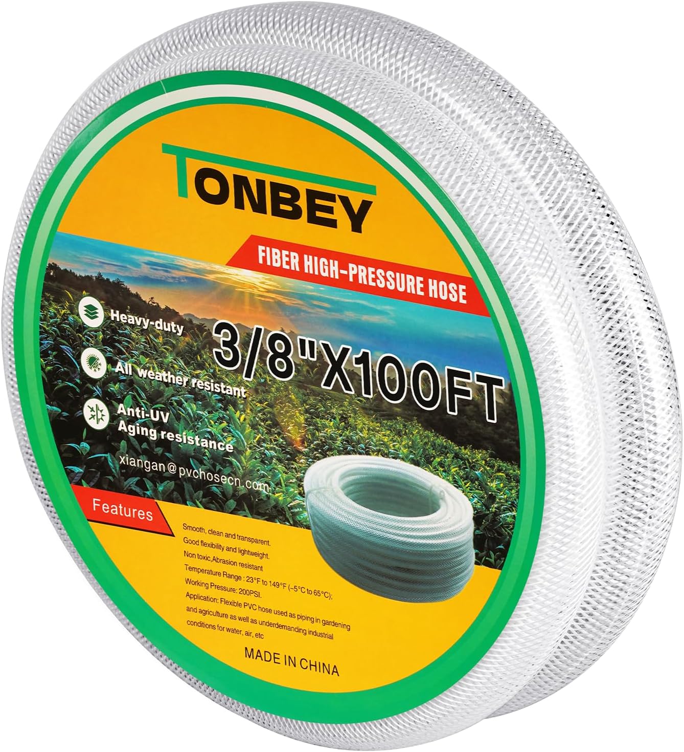 3/8 ID x 19/32 OD Heavy Duty Clear Braided Plastic Tubing