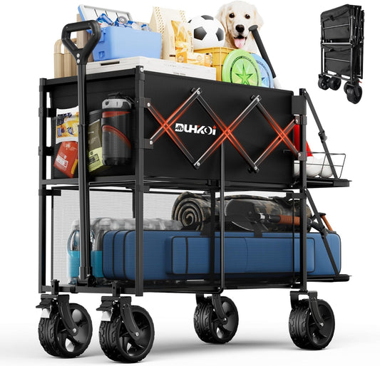 Double Decker Wagon 320L Large Capacity Utility Cart for Outdoors