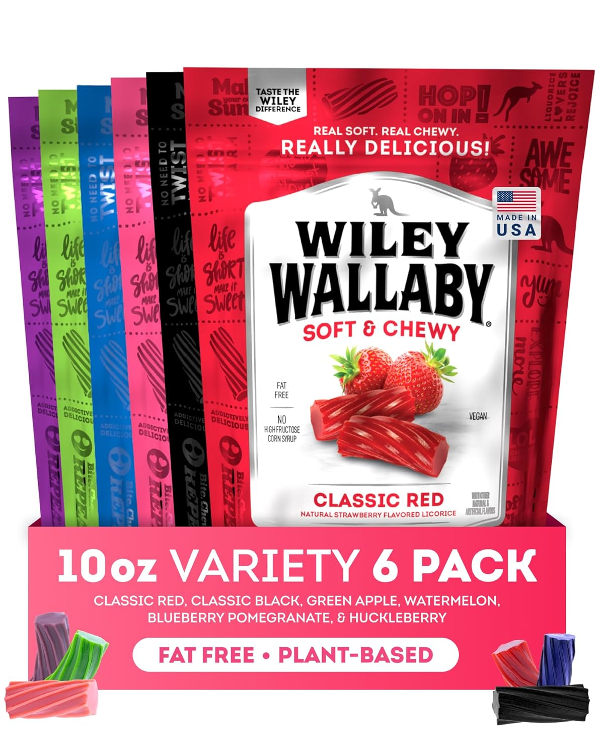 Wiley Wallaby Licorice 10 Ounce Soft & Chewy Candy Variety Pack