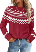Women's Striped Pullover Sweater - Vintage Color Block Knit Top
