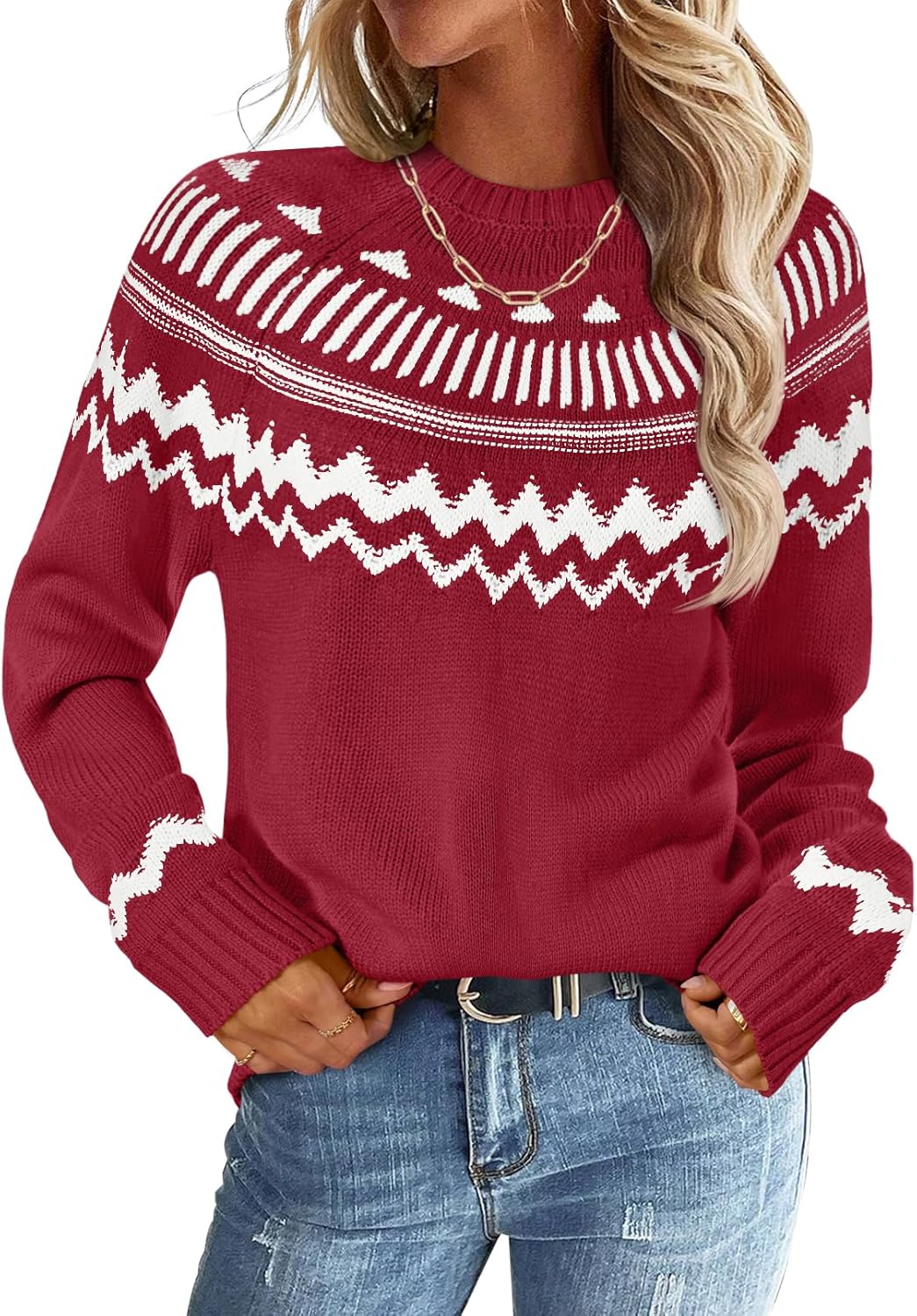 Trendy Striped Pullover Sweater for Women by MEROKEETY