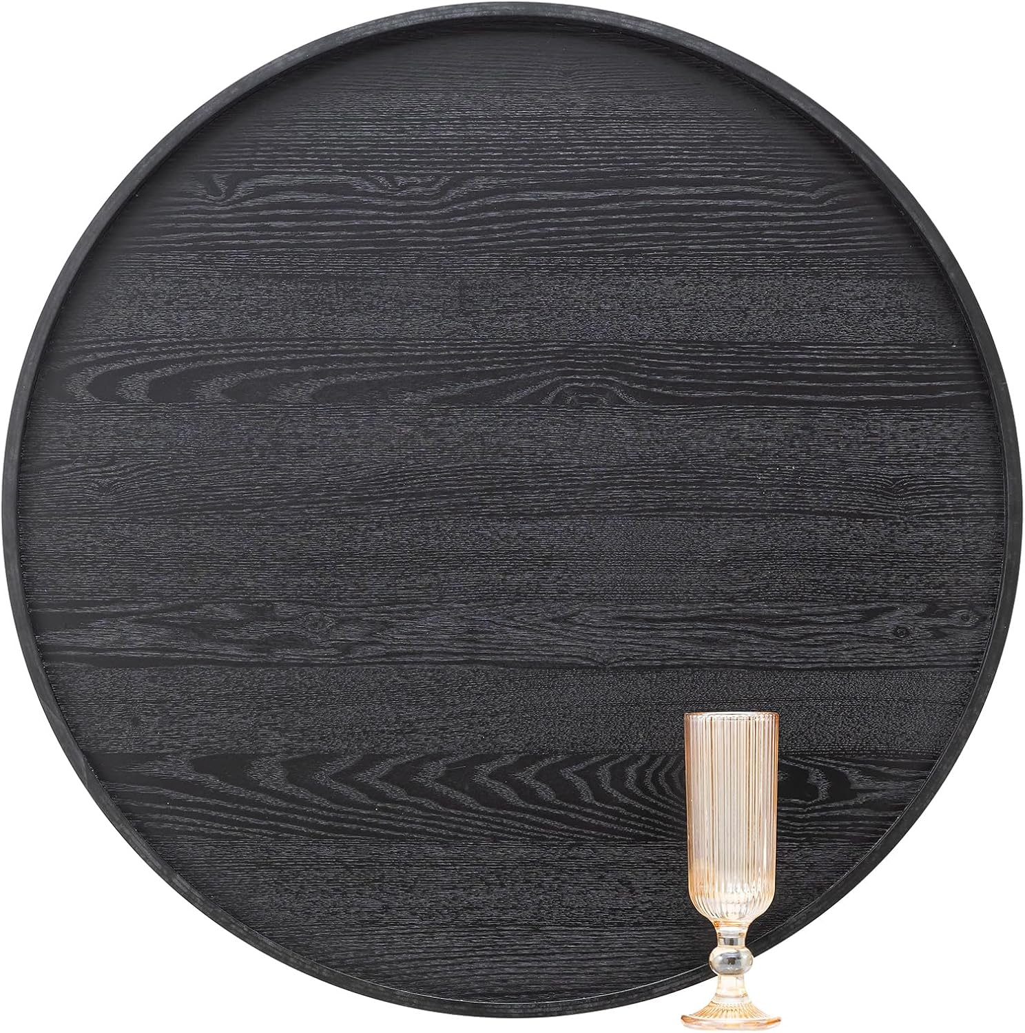 24 inch Round Solid Wood Serving Tray for Tea and Snacks
