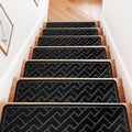 15 Pack 8 in x 30 in Non Slip Stair Treads Black - Quiet, Soft