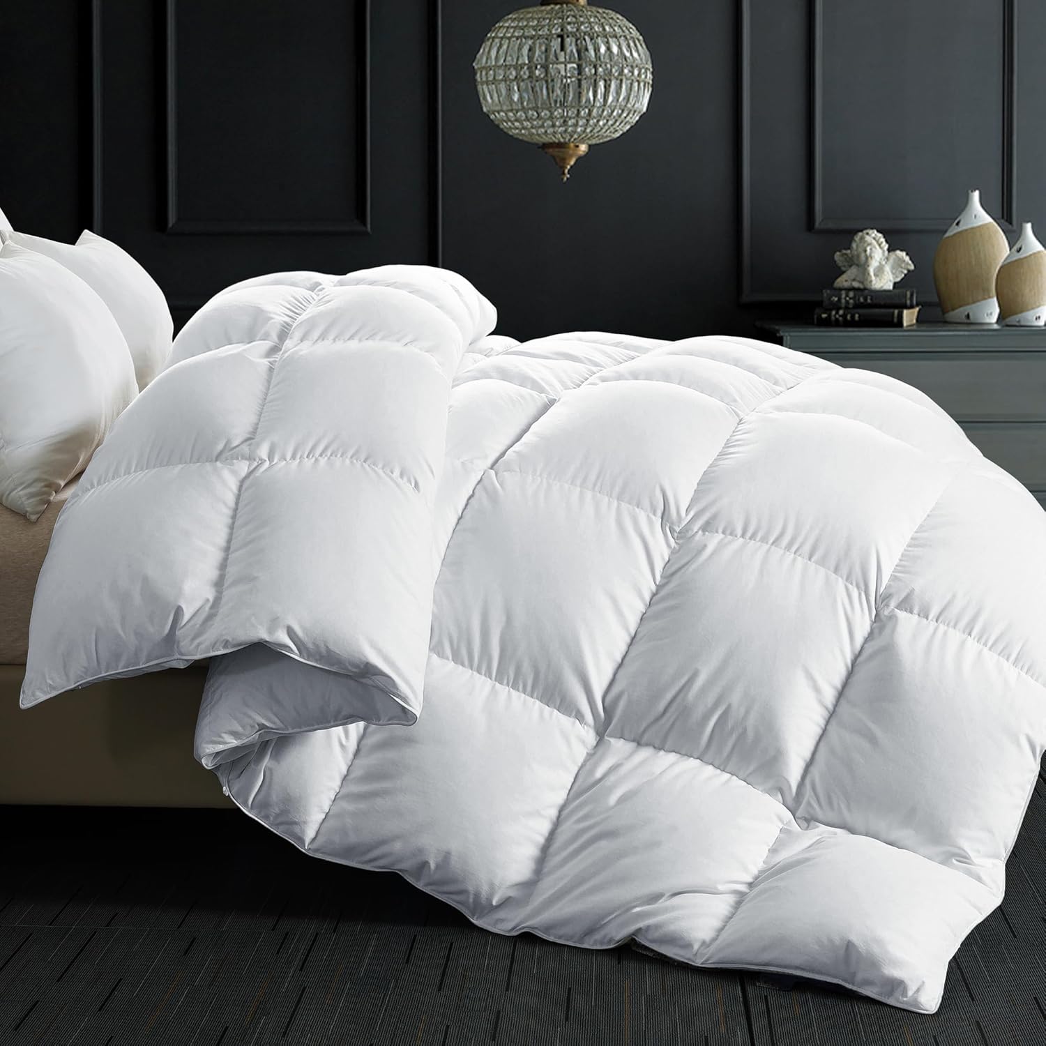 ELNIDO QUEEN Feather Comforter for Luxurious All Season Sleep