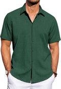 J.VER Men's Linen Shirt Casual Short Sleeve Button Down - Breathable