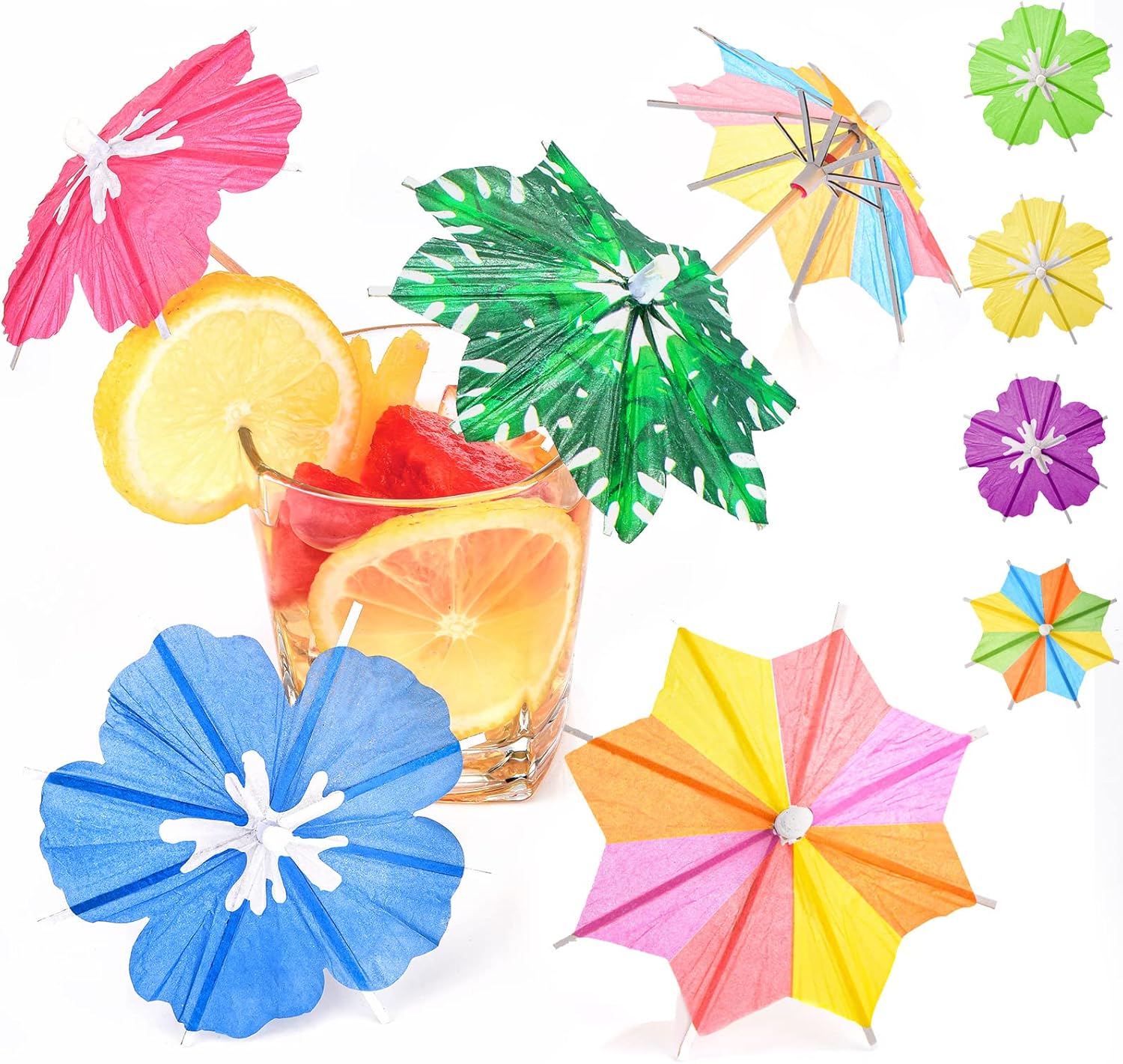 Tropical Party Picks Set - 150pc Mini Umbrellas & Trees 