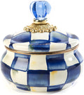 Royal Check Enamel Squashed Pot - Cute 20 oz Lidded Canister