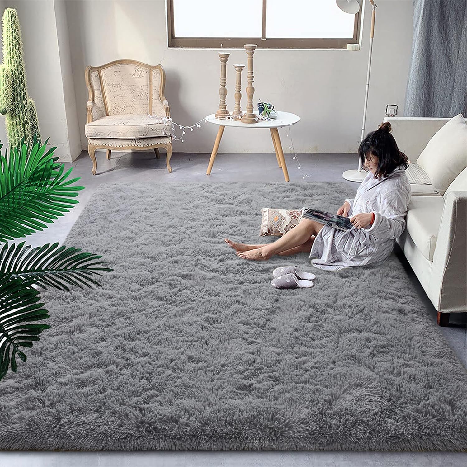 DweIke Fluffy Shaggy Area Rug for Living Room and Bedroom