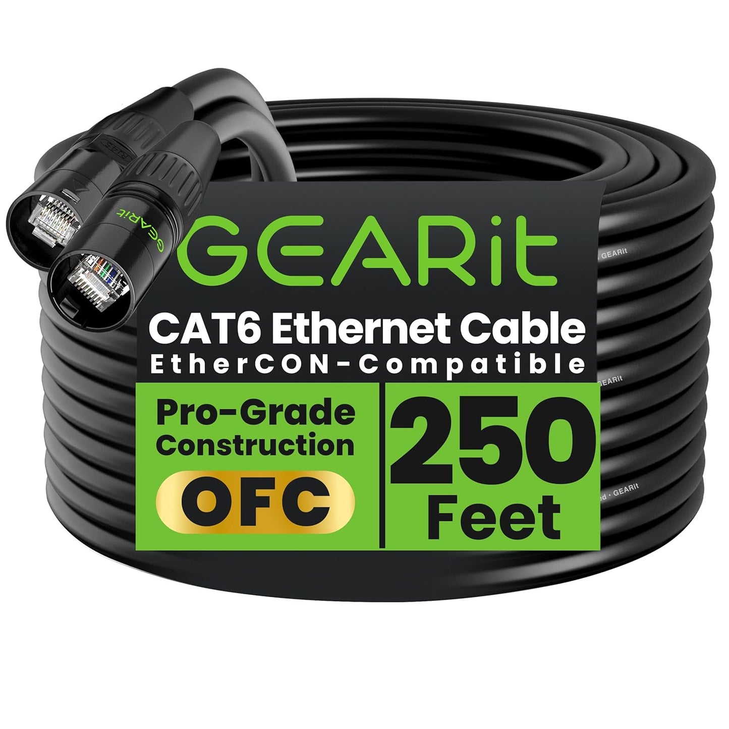 GEARit Shielded CAT6 Ethercon Cable for Pro Audio & Lighting