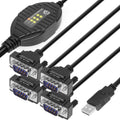 RS-232 to USB 4 Port Adapter with LED Indicators - Reliable Serial Hub