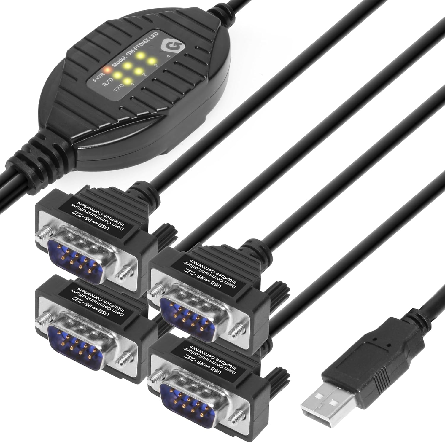 Gearmo 4 Port RS-232 to USB Adapter with LED Indicators