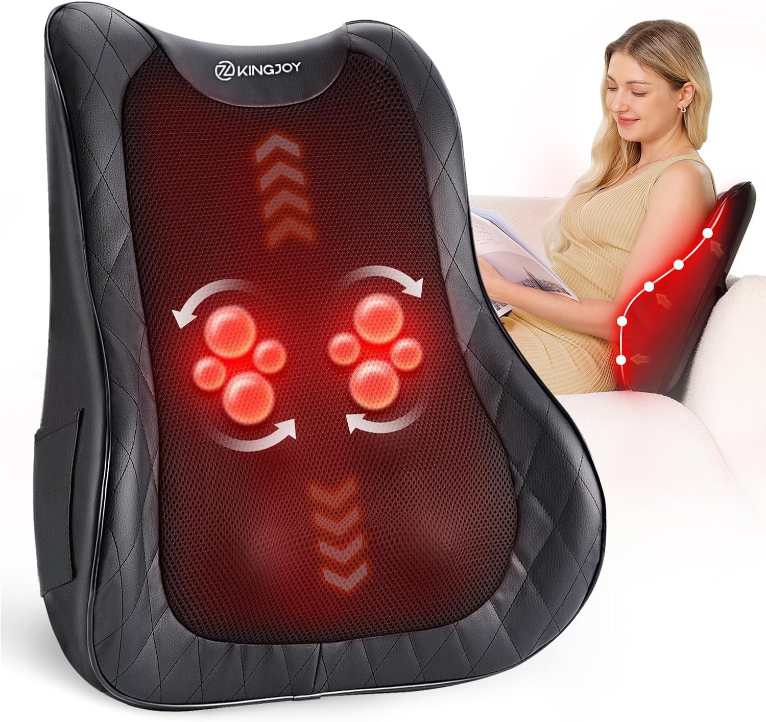 KINGJOY Back Massager for Pain Relief with Heat and Kneading