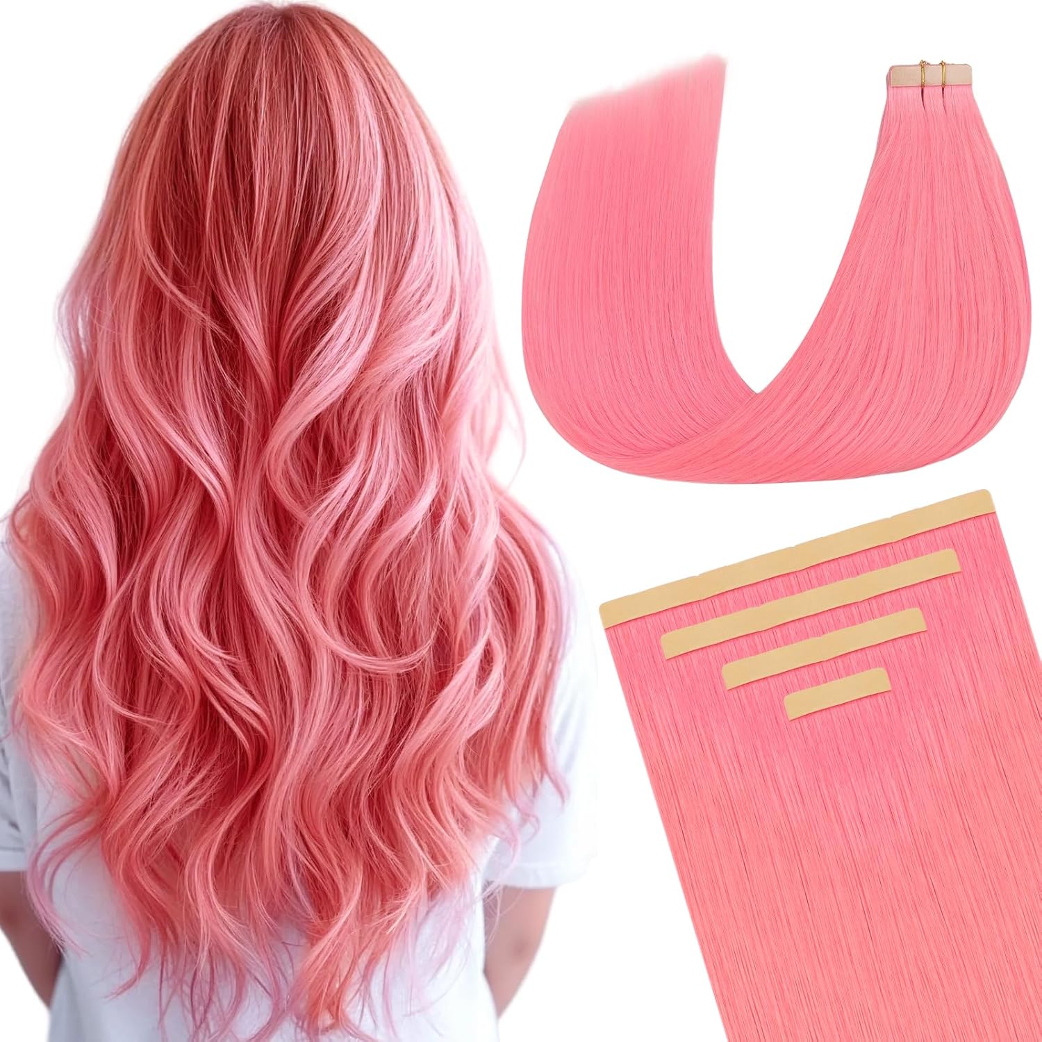 DOORES Light Pink Tape in Hair Extensions for Glamorous Looks