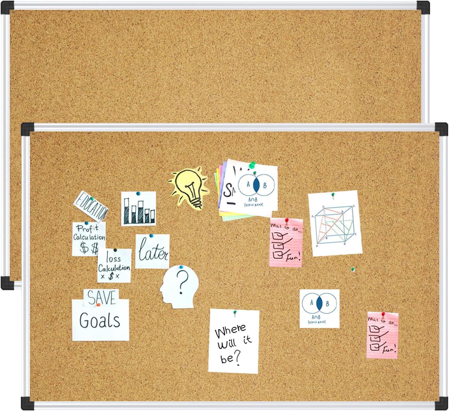 XBoard Cork Bulletin Board 36 x 24 Inch for Home Office Use