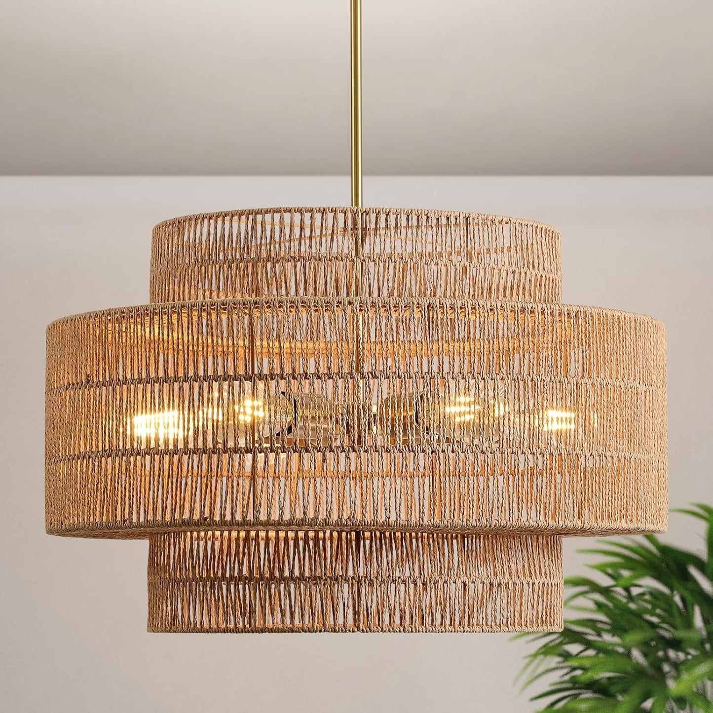24 Boho Large Rattan Chandelier Light Fixture for Any Space