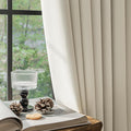 100% Blackout Curtains 108 in Long Beige Back Tab Panels - Thermal