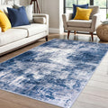 Abstract Area Rug 4x6 Ft Washable Rug Navy Grey - Soft, Non-Slip