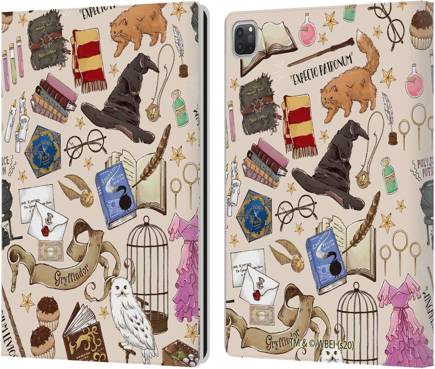 Harry Potter Hogwarts Pattern Leather Wallet Case for iPad Pro