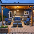 8 Piece Outdoor Patio Conversation Set with 41in Fire Pit - Swivel