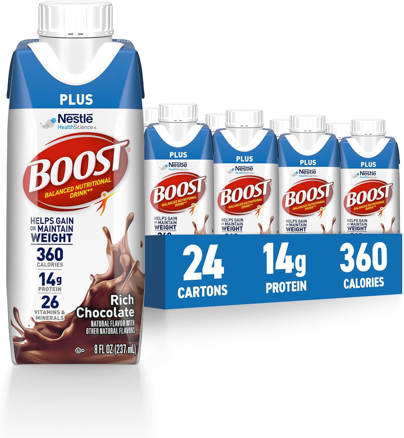 BOOST Plus Nutritional Drink for Weight Gain, Rich Chocolate Flavor