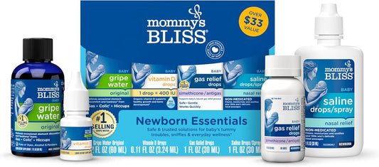 Newborn Essential Bundle: Gripe Water, Vitamins, Saline