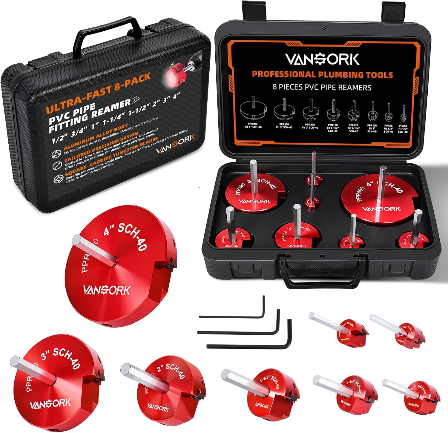 8 Pieces PVC Pipe Reamer Kit for Efficient Plumbing Solutions