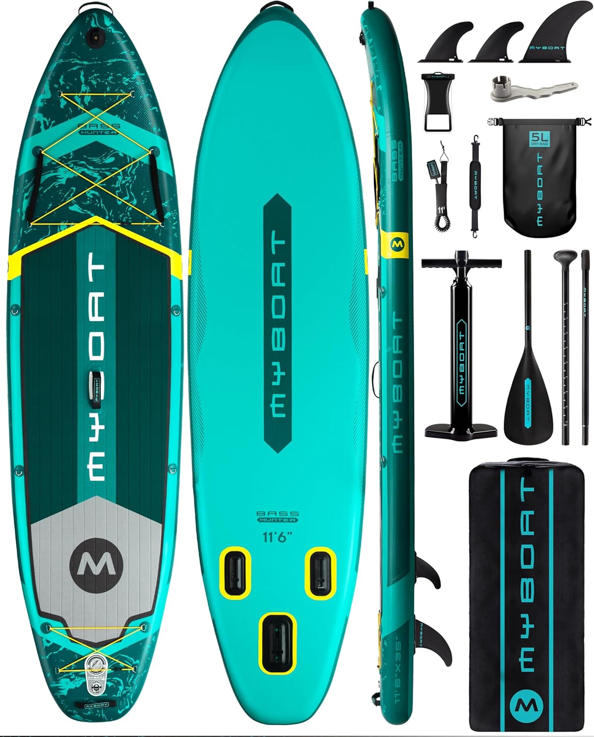 MYBOAT 11ft 6in Extra Wide Inflatable Paddle Board for Fishing