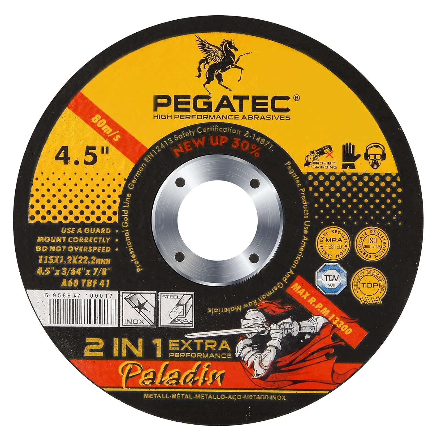 PEGATEC 4.5 Ultra Thin 10 Pack Cutting Wheels - 30% Performance Boost for Aggressive Metal Cutting