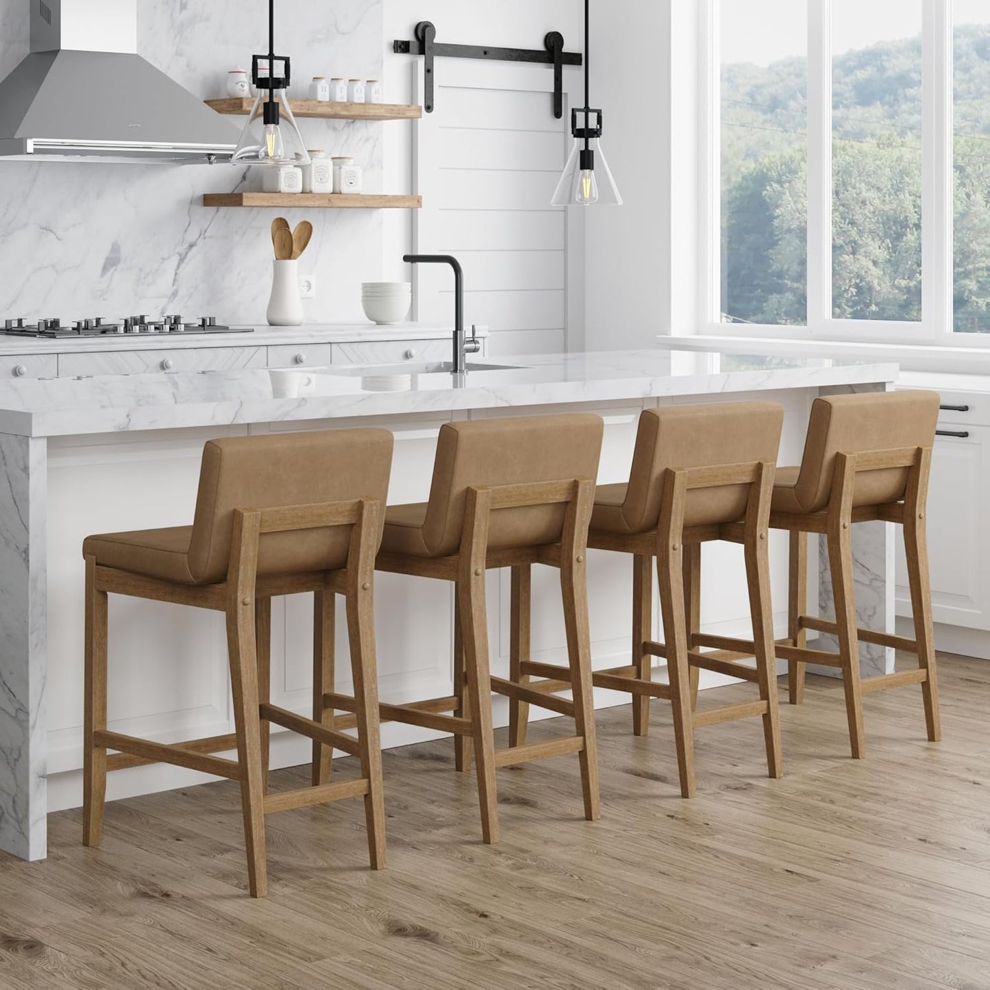 Gracie Modern Counter Height Bar Stool with Back for Comfort