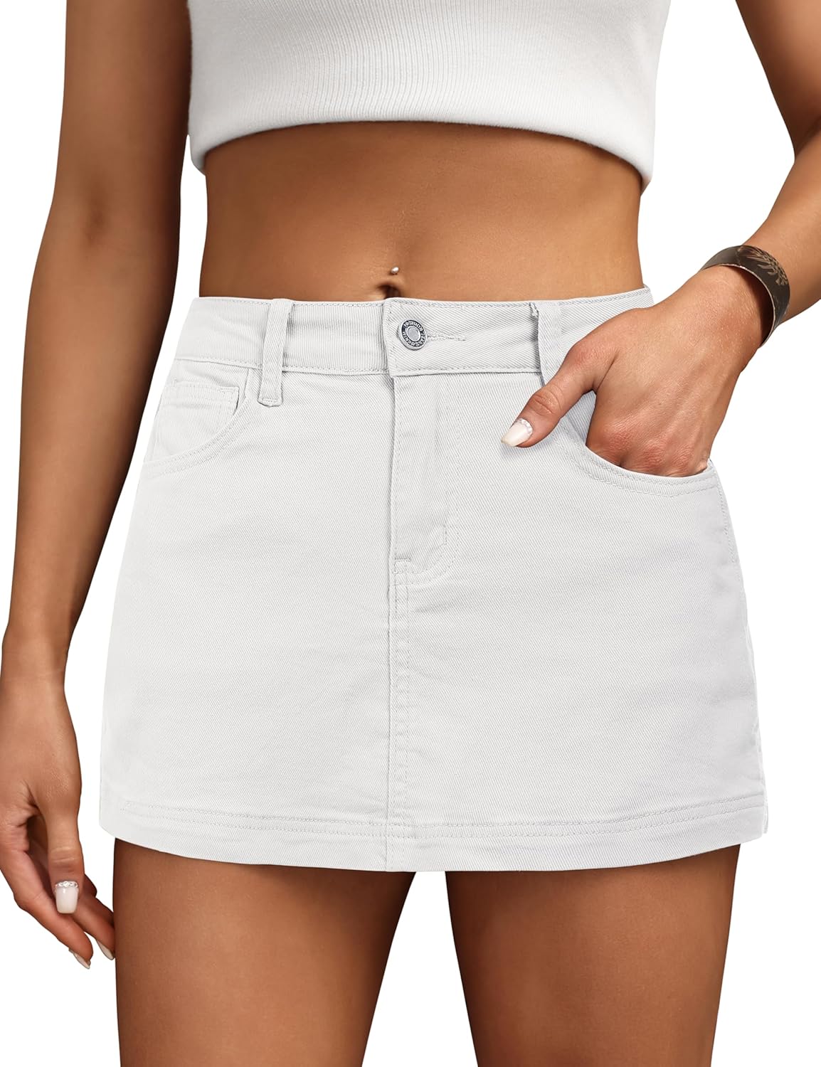 BISUAL Denim Skort for Women High Waist Mini Jean Skirt