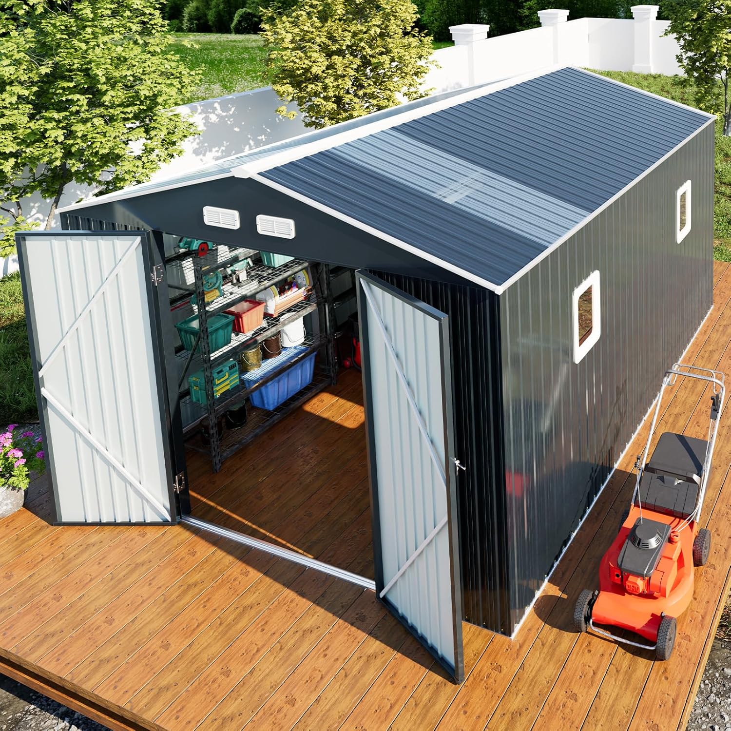 Metal Shed 10x12x7 FT for Outdoor Storage and Reinforcement