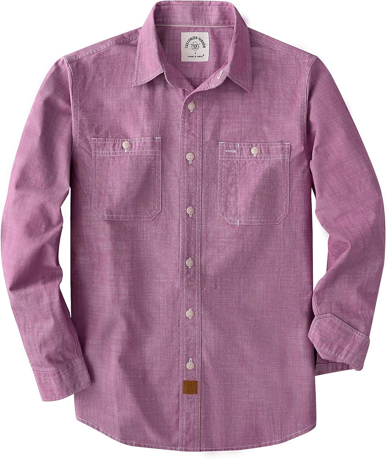 Dubinik Chambray Shirt Men Long Sleeve Cotton Work Shirts