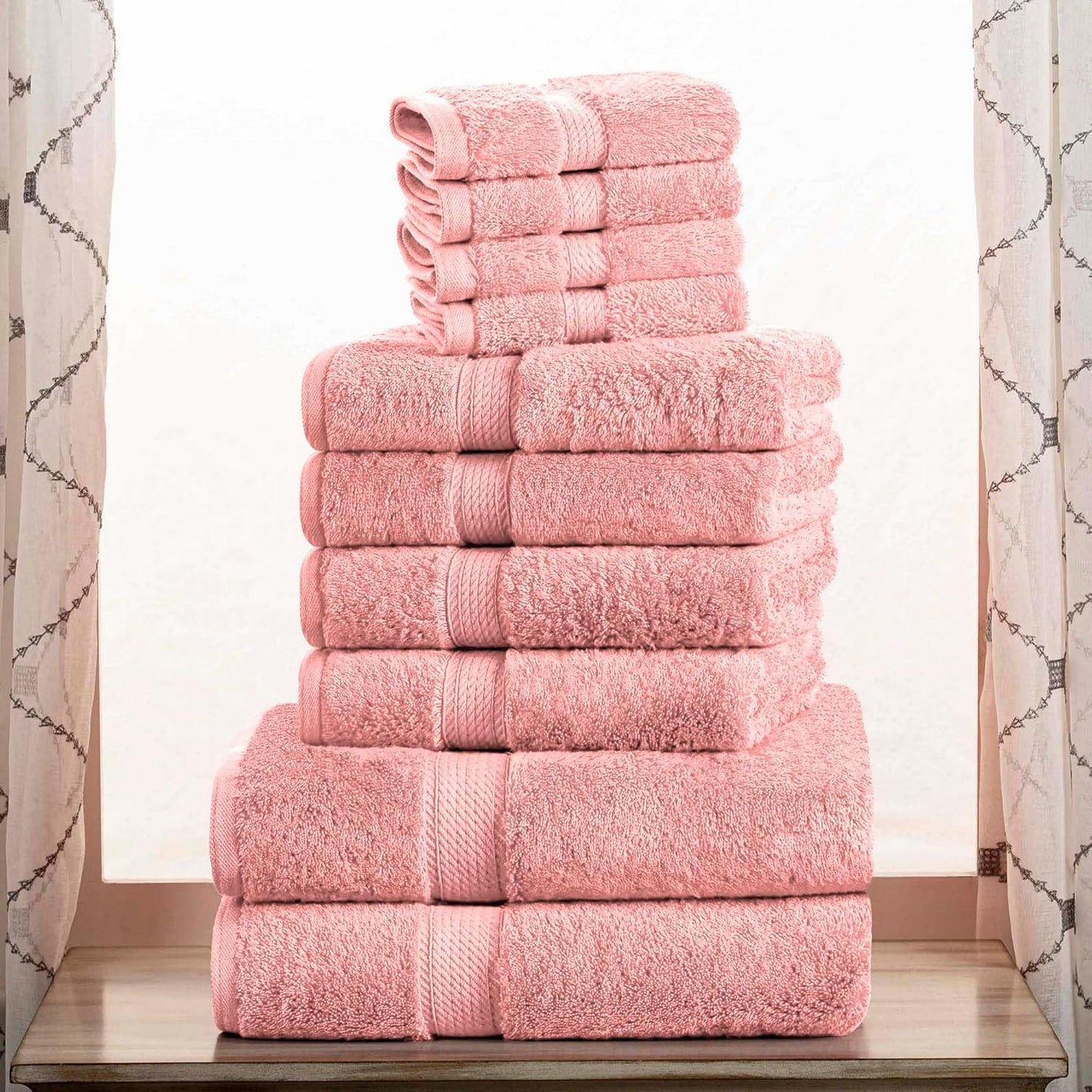 Superior Egyptian Cotton Pile 10 Piece Towel Set for Luxury Bath