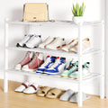 3 Tier Bamboo Shoe Rack White - Small Stackable Shoe Organizer